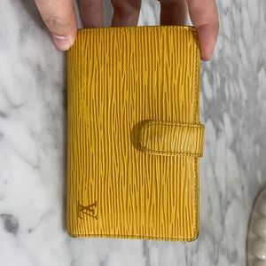 Louis Vuitton Yellow Epi Leather wallet with purple interior